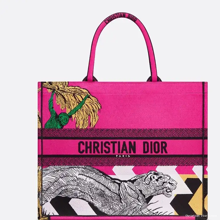 Tote Pop Canvas D-Jungle Dior Book Motif Rose 0325 Luxury